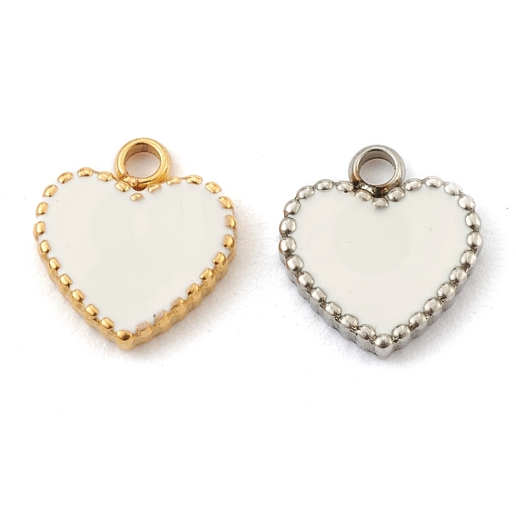 Модные 304 из нержавеющей стали эмаль подвески, плоские сердца, белые
