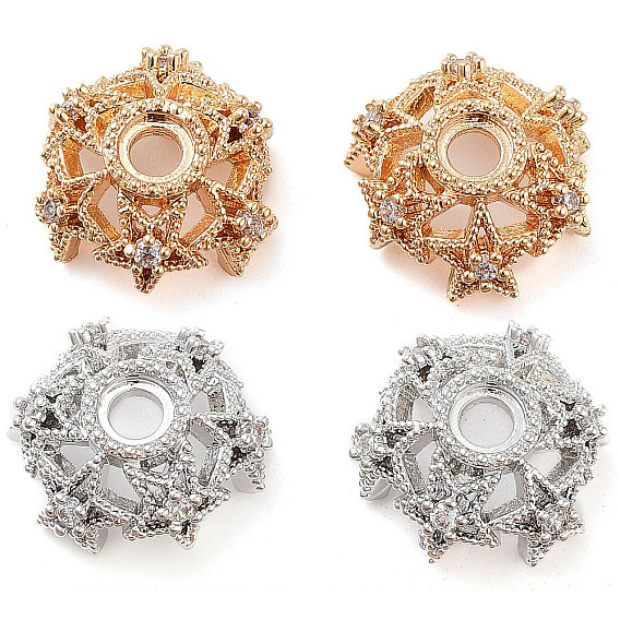 Колпачки для бусин из прозрачного кубического циркония из латуни, без кадмия, без никеля и без свинца, звезда