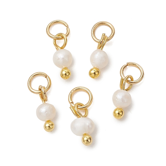 Подвески из натурального пресноводного жемчуга, картофельные подвески с латунными петлями, золотые