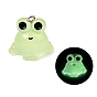 Luminous Transparent Resin Pendants, Frog Charms, with Platinum Iron Loops, Glow in the Dark