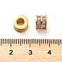 Brass Micro Pave Cubic Zirconia Beads, Real 18K Gold Plated, Flat Round