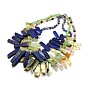 Natural Gemstone Beaded Bib Statement Necklaces, with Spring Ring Clasps, 22.8 inch