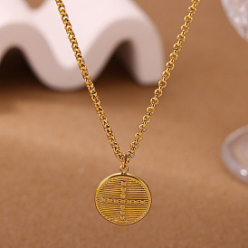 304 rond en acier inoxydable plat avec pendentifs croix