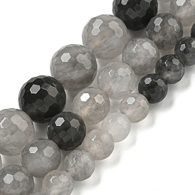 Natural Cloudy Quartz Beads Strands, (128 Facets)Faceted, Round