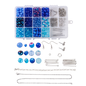 Fabrication de bijoux diy, perles de verre, 304 acier inoxydable / 316 boucles d'oreilles et anneaux de saut en acier inoxydable chirurgical, fabrication de bracelet de chaîne de câble de fer