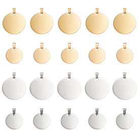 20 шт 4 стили 201 подвески из нержавеющей стали, пустой тег, плоский круглый шарм