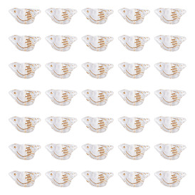 50 шт прозрачные акриловые бусины, золотой металл обвитыми, птица