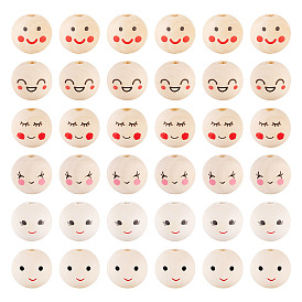 48шт 6 стили деревянные европейские бусины, бусины с большим отверстием, круглые