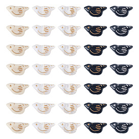 100шт 5 цвета прозрачные и непрозрачные акриловые бусины, золотой металл обвитыми, птица