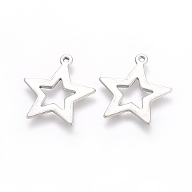 201 Stainless Steel Pendants, Star, 21x20x1mm, Hole: 1mm