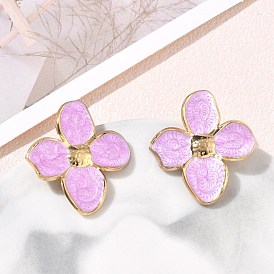 304 Stainless Steel Enamel Stud Earrings, Flower