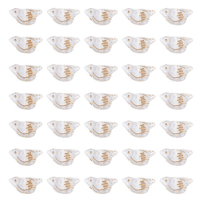 50 шт прозрачные акриловые бусины, золотой металл обвитыми, птица