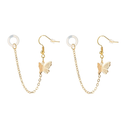 Anti-Lost Earring for Wireless Earphone, Butterfly Dangle Earrings with Hanging Chain for Women