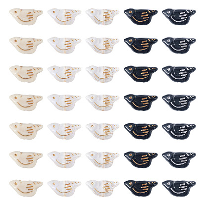 100шт 5 цвета прозрачные и непрозрачные акриловые бусины, золотой металл обвитыми, птица