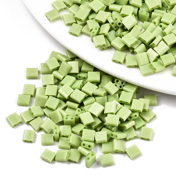 Стеклянный бисер с отверстиями fgb 2, непрозрачных цветов, квадратный