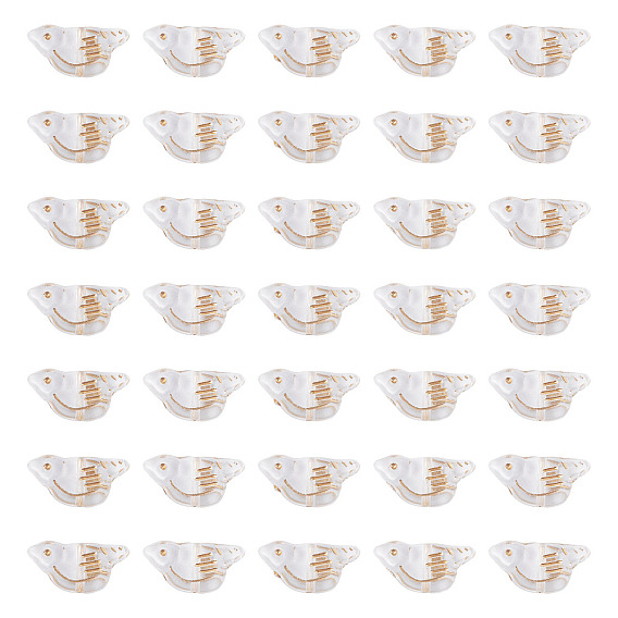 50 шт прозрачные акриловые бусины, золотой металл обвитыми, птица