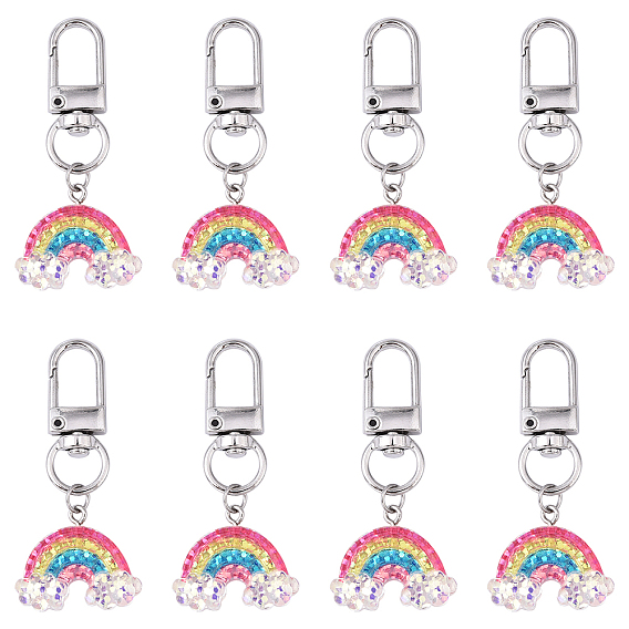 6украшения подвески из смолы, с поворотными застежками-карабинами из сплава