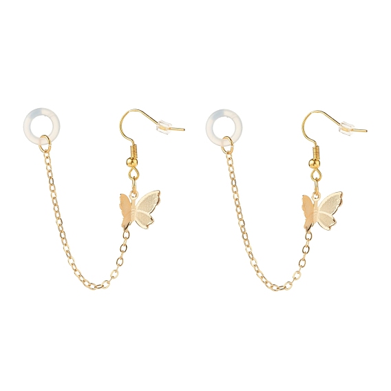 Anti-Lost Earring for Wireless Earphone, Butterfly Dangle Earrings with Hanging Chain for Women