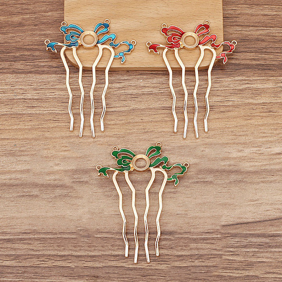 Выводы из гребня для волос из сплава эмали, кабошон настройки, цветок