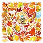 50Pcs Thanksgiving Day Maple Leaf PVC Sticker Labels, Autumn Self-adhesive Waterproof Decals, for Suitcase, Skateboard, Refrigerator, Helmet, Mobile Phone Shell