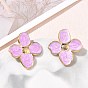 304 Stainless Steel Enamel Stud Earrings, Flower