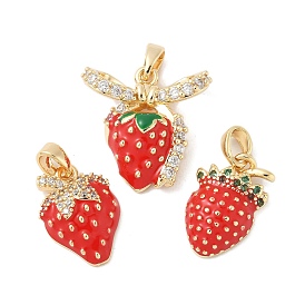 Латунные микропроволочные кубические циркониевые подвески из эмали, без кадмия, без никеля и без свинца, клубника