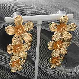 Alloy Stud Earrings, And 925 Sliver Needles, Flower