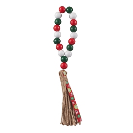 Wooden Beads Napkin Rings, with Jute Cord Tassel, For Wedding Christmas Banquet Dinner Decoration