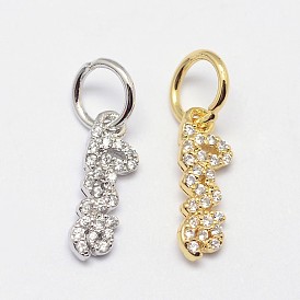 Latón micro allanar calidad AAA encantos de óxido de circonio cúbico, sin cadmio y níque y plomo, 13.5x5x1.5 mm, agujero: 4 mm