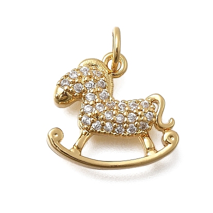 Латунные микро проложить кубического циркония подвески, игрушечный конь-качалка, без кадмия и без свинца, стойки покрытие, долговечный, с целью перехода в кольце
