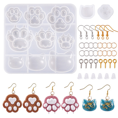 Набор ювелирных изделий diy, в том числе силиконовые формы, железа открыты кольца прыжок, железа открыты кольца прыжок, пластиковые гайки для ушей, железный винт с проушиной