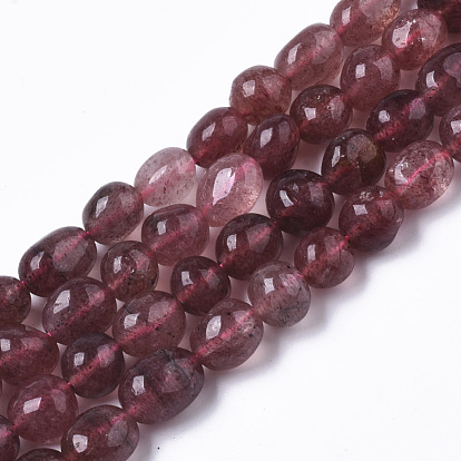 Natural Strawberry Quartz Beads Strands, Tumbled Stone, Nuggets