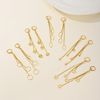 Pendientes de latón geométricos de moda con tachuelas de borla., diseño hueco para mujer, 18 k chapado en oro