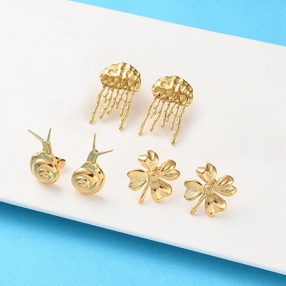 304 из нержавеющей стали серьги, реальный 18 k позолоченный