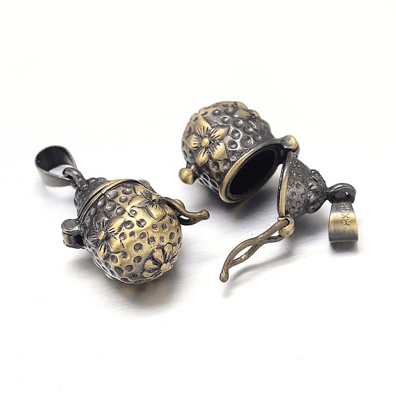 Резные горшок стойки покрытия латуни молитва коробка подвески, желаю коробке, без никеля , 22x12x16 мм, отверстие : 5x3 мм