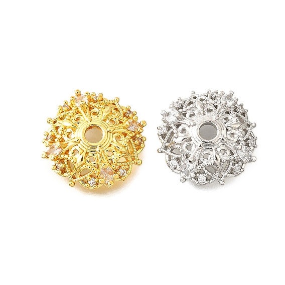 Колпачки для бусин из прозрачного кубического циркония с микропаве из латуни, долговечный, без кадмия и без свинца, стойки покрытие