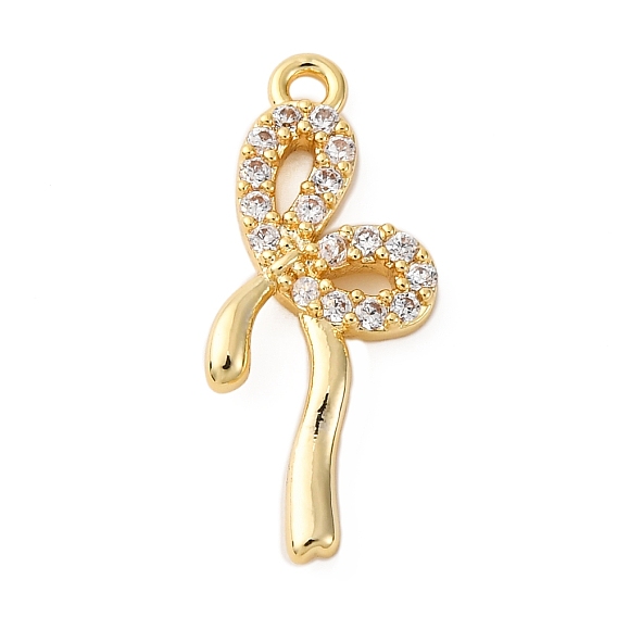 Латунные микропаве прозрачные подвески с фианитом, без кадмия, без никеля и без свинца, бантом