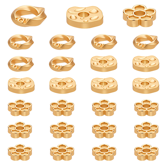 24 шт. 3 стили 925 бусины-разделители из стерлингового серебра, золотые