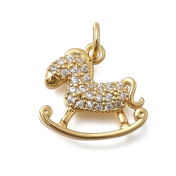 Латунные микро проложить кубического циркония подвески, игрушечный конь-качалка, без кадмия и без свинца, стойки покрытие, долговечный, с целью перехода в кольце
