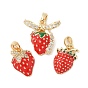 Латунные микропроволочные кубические циркониевые подвески из эмали, без кадмия, без никеля и без свинца, клубника