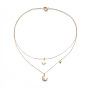 Brass Pendants Necklaces, with 304 Stainless Steel Findings and Cable Chains, Moon and Star