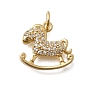 Латунные микро проложить кубического циркония подвески, игрушечный конь-качалка, без кадмия и без свинца, стойки покрытие, долговечный, с целью перехода в кольце