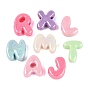 Opaque Plastic European Beads, Large Hole Beads, Letter, AB Color Plated
