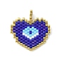 Handmade MIYUKI Japanese Seed Loom Pattern Seed Beads, Heart with Evil Eye Pendants