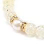 Acrylic Imitation Pearl Stretch Bracelet, Alloy Enamel Bee Heart Sunflower Charms Bracelet for Women