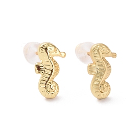 Brass Sea Horse Stud Earrings for Women, Cadmium Free & Lead Free