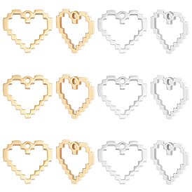 12 шт. 2 цвета 304 подвески из нержавеющей стали, сердце