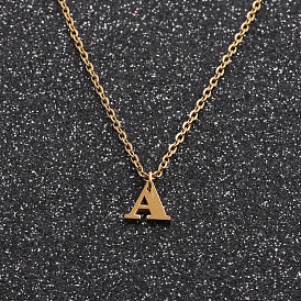 Minimalist Stainless Steel Letter Necklace for Women - Geometric Pendant Jewelry