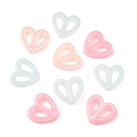 Непрозрачные акриловые бусины с УФ-покрытием, сердце, с покрытием AB цвета