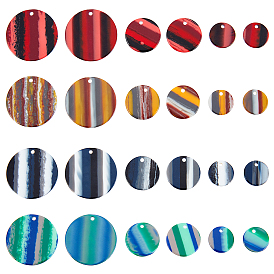 72Pcs 12 Style Resin Pendants, Flat Round, Stripe Pattern